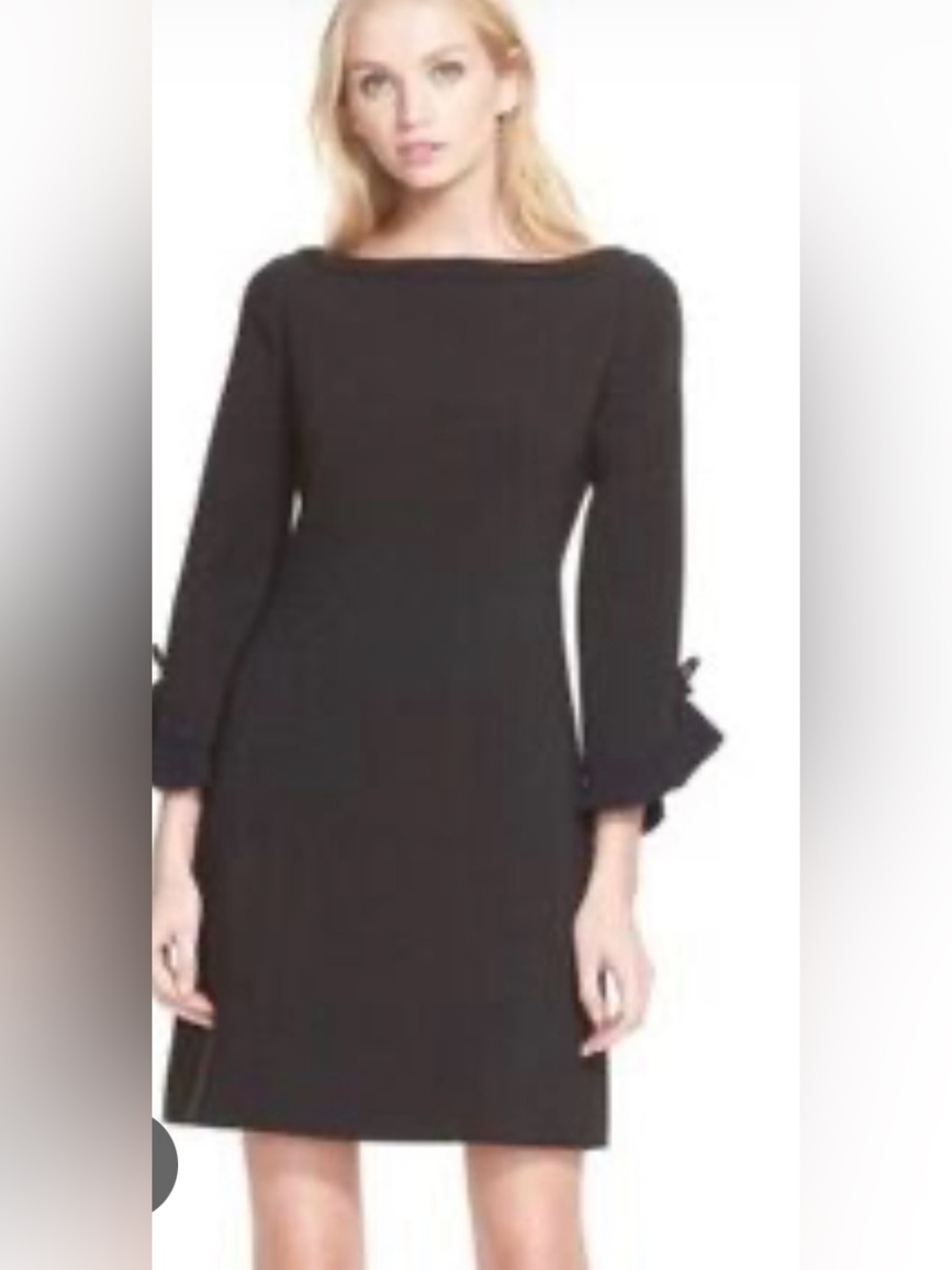kate spade Black Boatneck Long-Sleeve Dress with Bow Cuffs